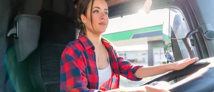 Woman driving a semi